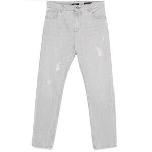 Balmain Light Grey Distressed Denim Trousers - NWT